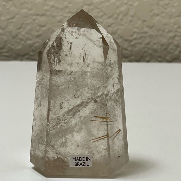 Gold Rutile in Quartz hand carved tower - Picture 5 of 17